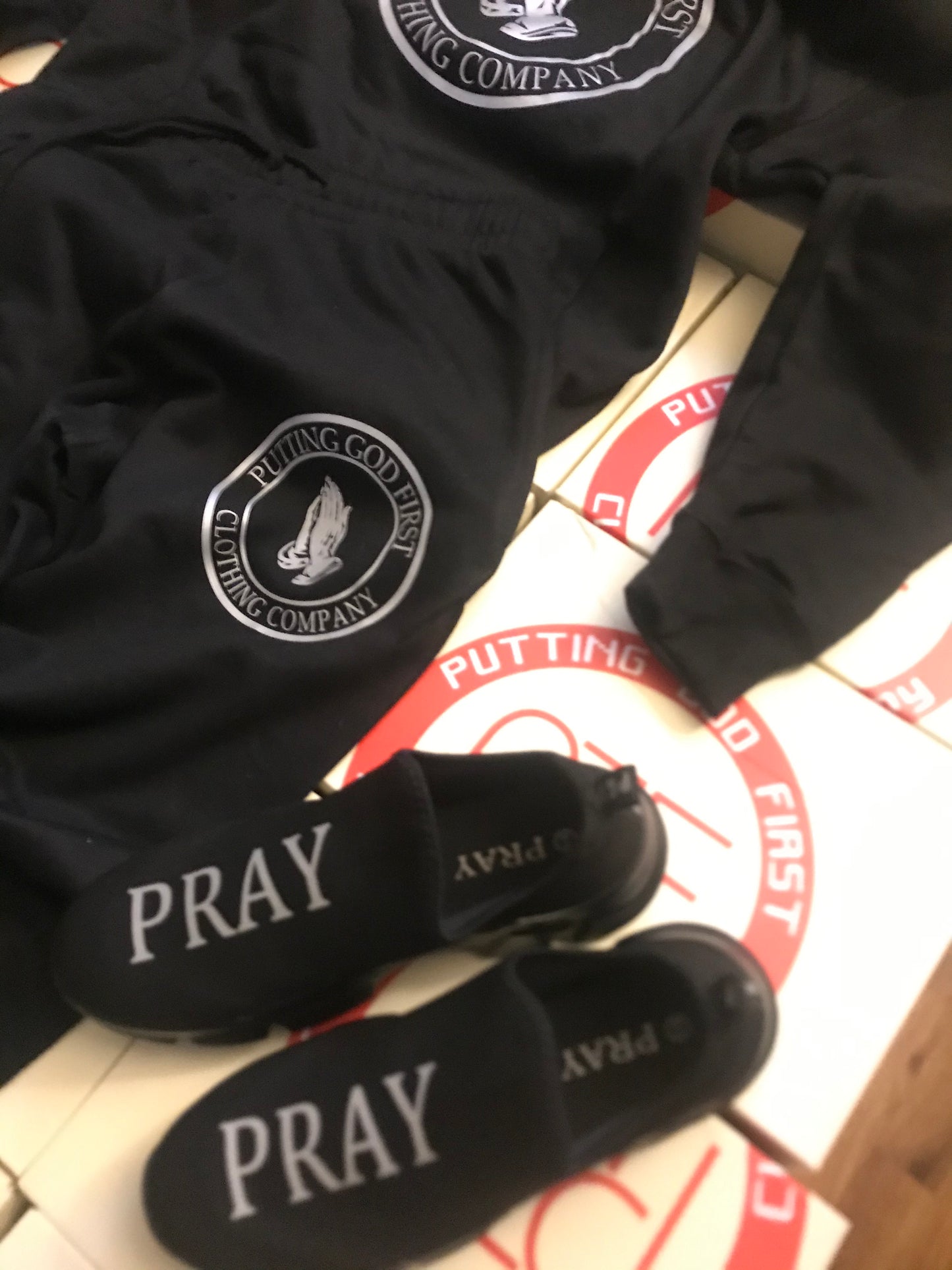 Reflective Pray Hands sweat suit hoodie & shoe Combination